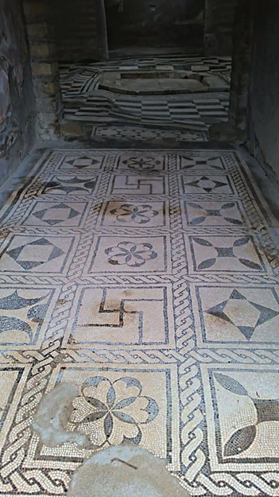 IV.2 Herculaneum. Photo taken between October 2014 and November 2019.
Looking east along entrance corridor mosaic flooring towards atrium.
Photo courtesy of Giuseppe Ciaramella.
